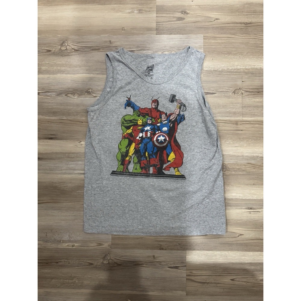 Marvel Comics Avengers Tank Top Mens Medium Gray Hulk Iron Man Thor Captain Amer